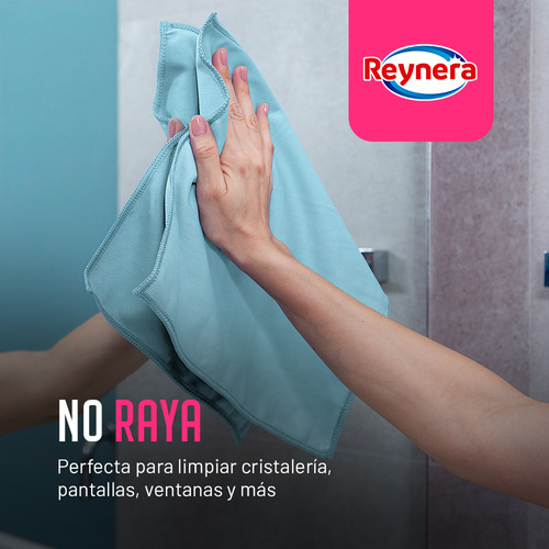 4 Piezas De Paños Microfibra Cristales Limpieza Reynera Color Azul Claro