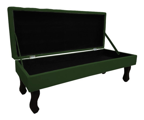 Recamier Baú Luis Xv Capitonê 1,00m Suede Verde