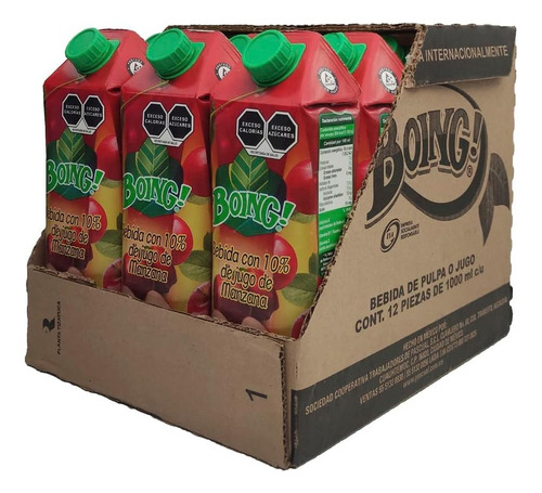 Bebida Boing 1 Litro Sabor Manzana - 12 Piezas
