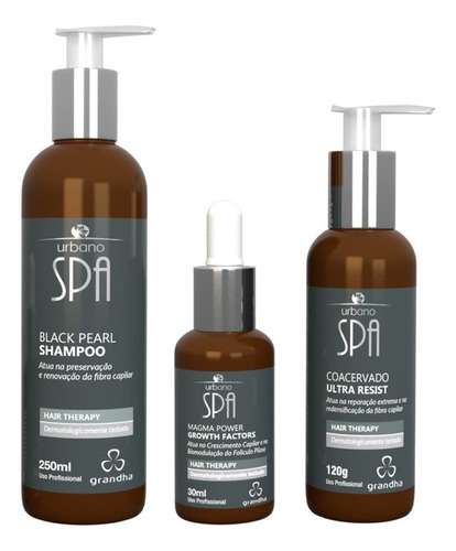  Kit Grandha Urbano Spa Black Hair Therapy - 3 Produtos