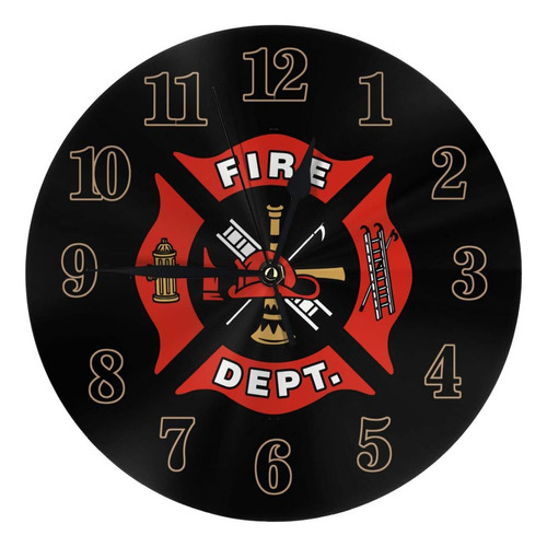 Youtary Firefighter Fire Dept. Reloj De Pared Redondo Dec