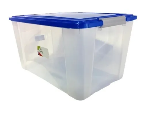 Caja Escolar Organizadora Grande 68lts Transparente Con Tapa