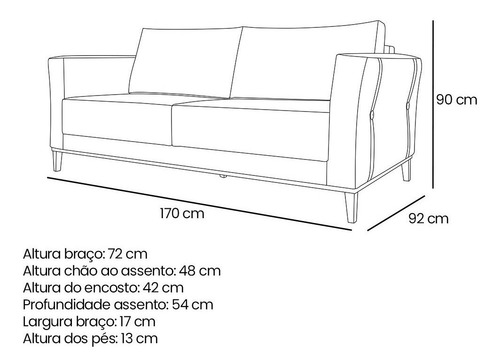 Kit Poltrona E Sofá Living 2 Lugares 1,70m Vega Linho Bege