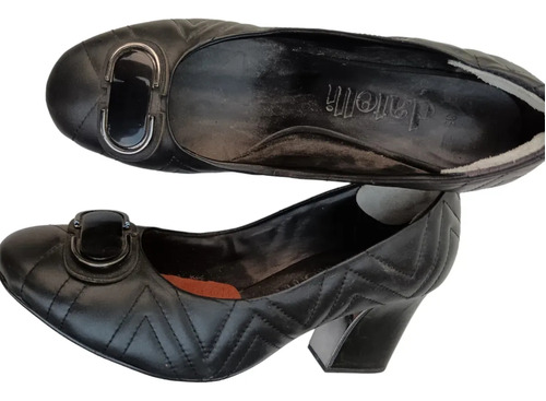 Zapato Negro Stiletto Datelli Cuero Sandalia  Comodo 