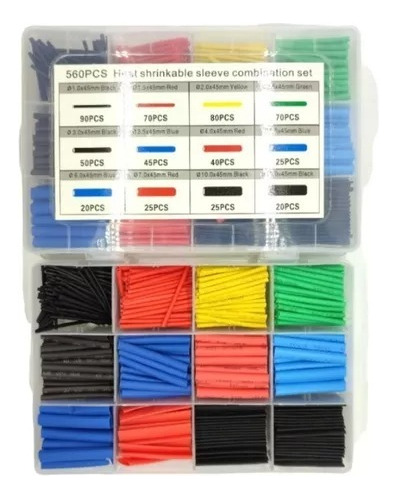 Caja Termo Encogible X560 Corto Set 560 Piezas Colores Cable
