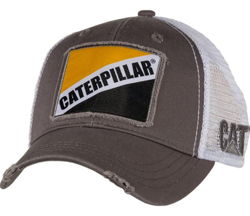 Caterpillar Cat Sarga Gris Con Gorra Con Parche