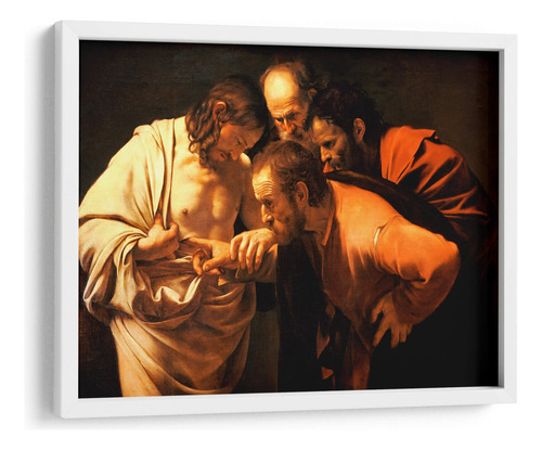 Cuadro Enmarcado Blanco La Incredulidad De Santo Tomás 60x45