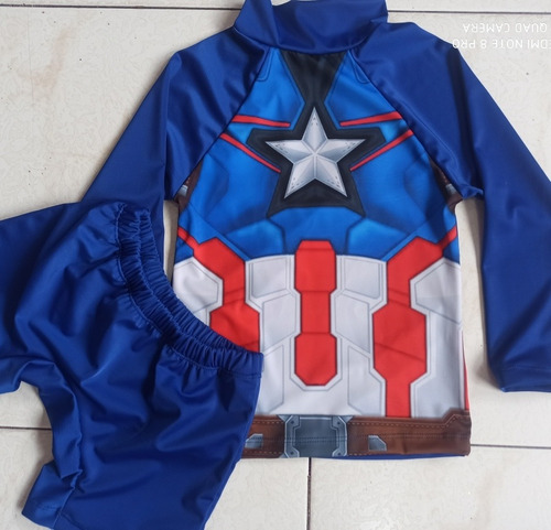 Vestido Traje De Baño Niño Capitán América Natacion