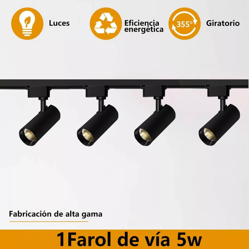 4 Foco Riel Luz Cálida 30w 3000k + Riel Monofásico 2mts Cob