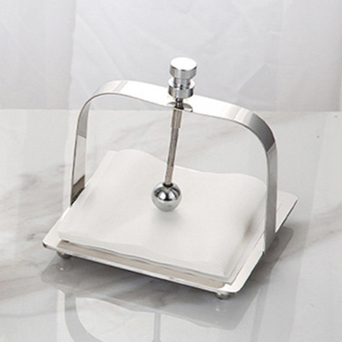 Base Estable Lisa Del Servilletero Del Acero Plata Cuadrada