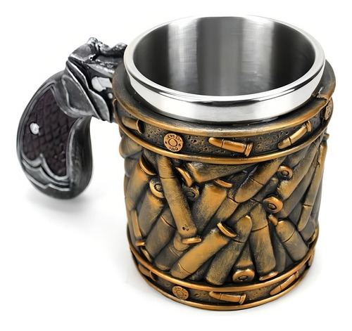 Caneca De Caneca De Pistola De Revólver Con Bala De Munição Color Caqui