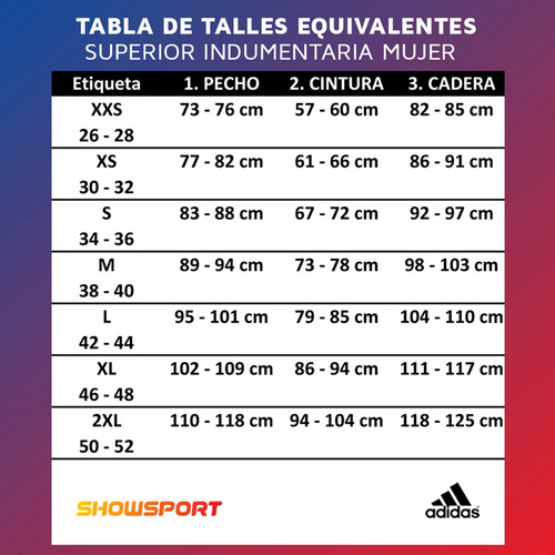 tallas de adidas ropa