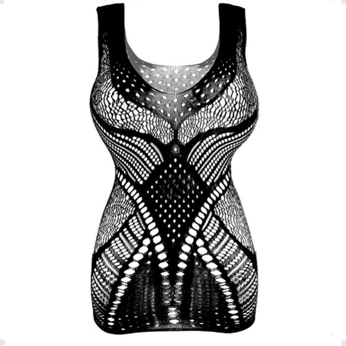 Sexy Lenceria Vestido Disfraz Negro Unitalla Spandex Mujer