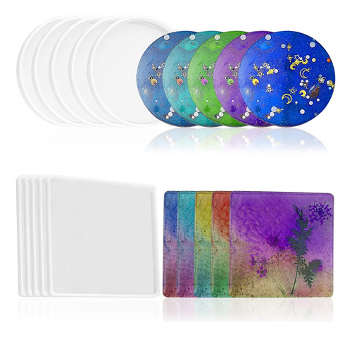 Juego De 10 Moldes De Resina Para Posavasos, Findtop, 5 Piez