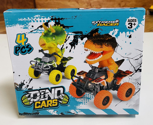 Camión De Dinosaurio Juguete Push And Go 4 Dinosaurios Atv Personaje Color