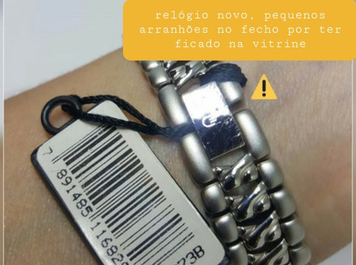 Relógio Feminino Quadrado Dumont Aço Com Brilhantes Dp26373b
