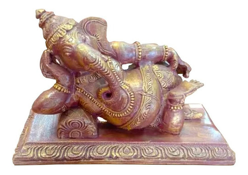 Escultura Ganesha Deitado Em Resina