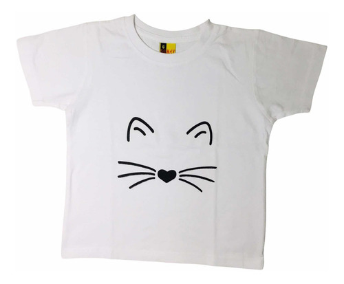 Polera Algodón Niñas Diseño Gatito