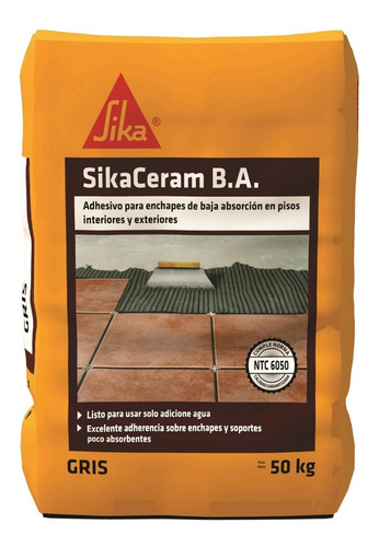 Sikaceram-230 B.a Adhesivo Enchapes Cerámica Gris 50kg