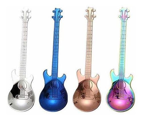 Sinen - Juego De 4 Cucharas De Guitarra De Colores, Acero In