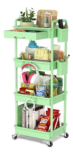 Carrito De Almacenamiento Rodante De 4 Niveles Con Cajón Org