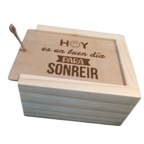 Caja Artesanal Tapa Corrediza Madera- Mdf Multiuso -frases