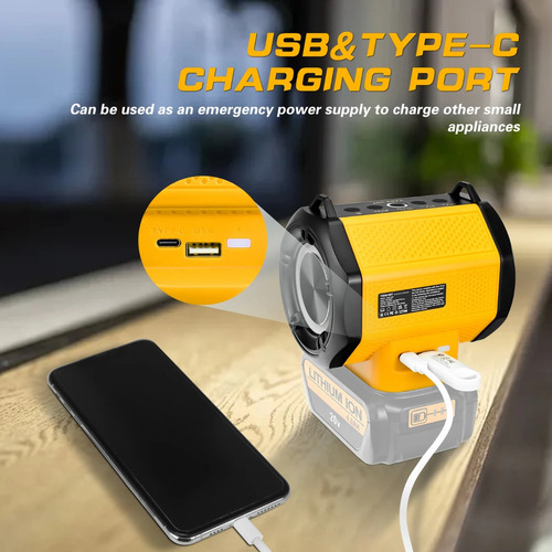 Altavoz Bluetooth Apto Para Dewalt Con Reproductor Usb