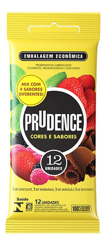 Imagem 1 de 1 de Preservativo Mix Cores E Sabores 12 Unidades Prudence