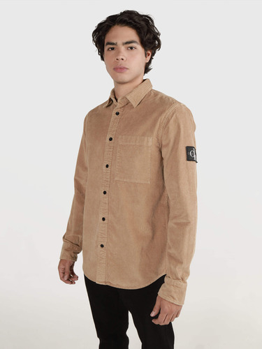 Sobrecamisa Beige Para Hombre Con Logo Calvin Klein Jeans