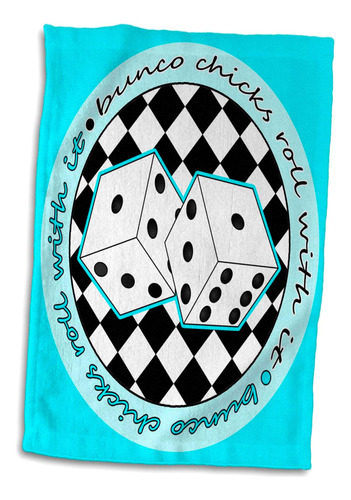 3d Rose Bunco Chicks Roll With It Azul Twl__1 Toalla, 15 X 2