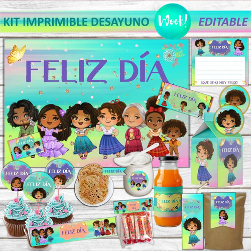 Kit Imprimible Desayuno Merienda Feliz Día Encanto Disney