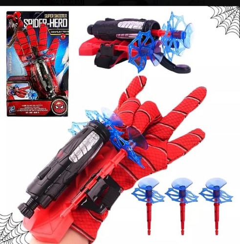 Kit Luva Homem Aranha Lança Teia + Relógio Projetor Presente
