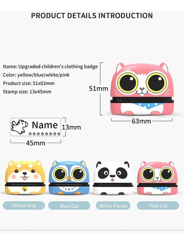 Sello De Nombre Personalizado Para Ropa De Niños De 4 Piezas