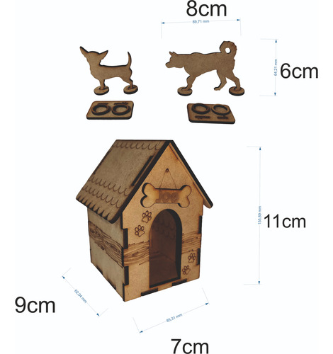 Centro De Mesa Mdf Casita De Perro