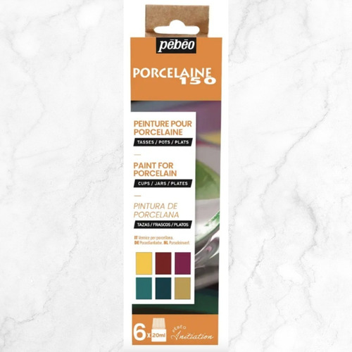 Imagen 2 de 3 de Kit #2 Pintura Loza Pebeo Porcelaine 150 - 6 Colores 20 Ml