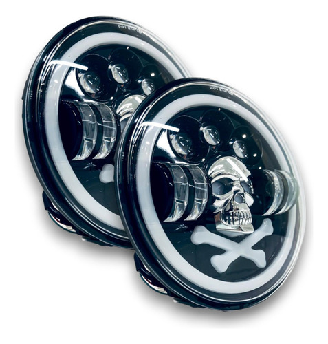 2 Faros Opticas Led Calavera 7 Pulgadas Universal Para Jeep