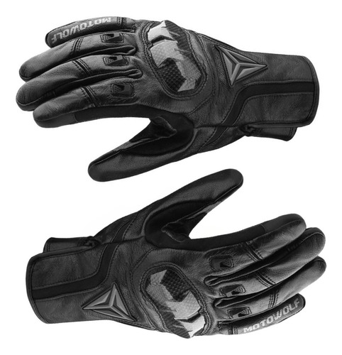 Guantes De Cuero Para Moto Táctiles Cálidos Motowolf 0305b