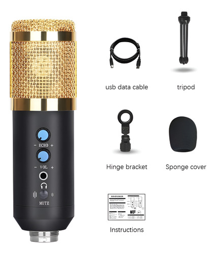Kit Micrófono Condenser Usb Grabación Profesional Bm-858 Pc Negro