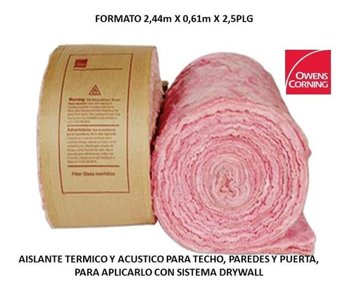 Aislante Termico Y Acustico Para Drywall 2,44mx 0,61m X 21/2