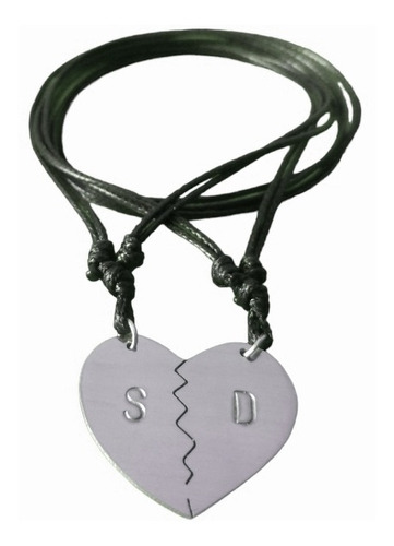 Dije Corazón Dividido Collar Parejas Amor Regalo Enamorados 