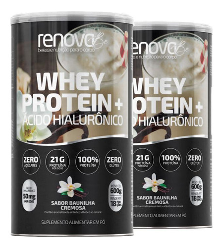 Kit 2 Whey Protein Renova Be + Ácido Hialurônico 600g