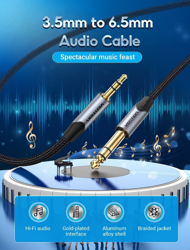 Cable Audio Vention Trs 3.5mm A 6.5mm Macho A Macho 50cm
