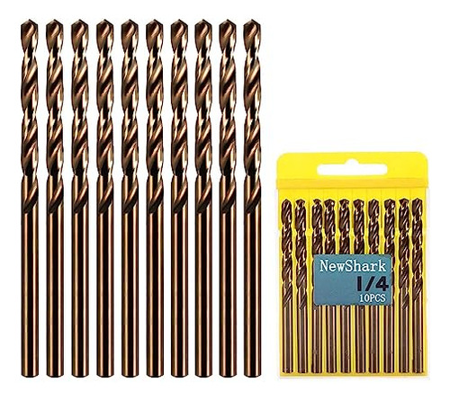 Newshark 1/4  Cobalt Drill Bits, 10 Pack Of M35 Hss Metal Dr