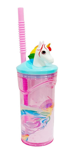 Vaso Unicornio Con Sorbete Y Tapa Figura 3d 360 Ml Cresko