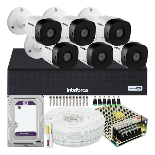 Kit Cftv Intelbras 6 Câmeras Vhd 1230 Full Hd 3008 1t Purple