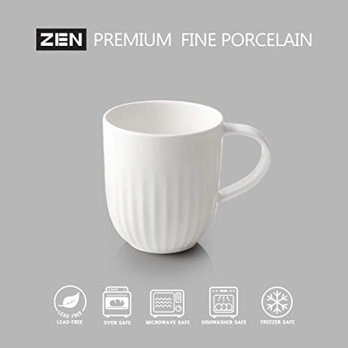 Zen Juego De 6 Tazas De Café De Porcelana Plisada De 12 Oz (