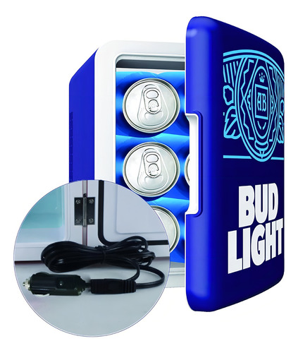 Mini Frigobar Refrigerador Portátil Bud Light 6 Latas Azul