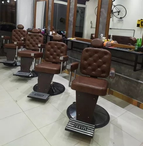 Poltrona Cadeira Barbeiro Salão Reclinável Dubai Barber - Marri