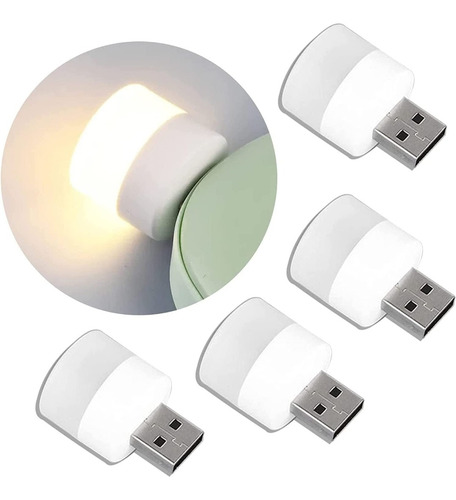 Mini Lámpara Led Usb Plug-in Para Baño Auto Dormitorio 4 Pza