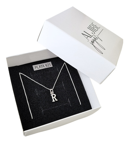 Cadena Con Mini Dije Letra Inicial R De Plata 925 Color Plateado